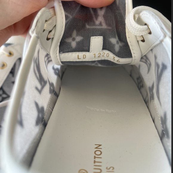 Louis Vuitton White Monogram Mesh And Leather Stellar Lace Up Sneakers - Picture 14 of 16